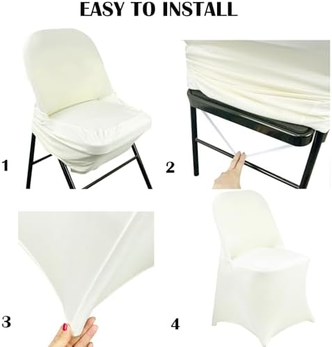 40PCS Spandex Folding Waterproof Chair Covers for Party, Ivory in Ivory, alternate view 6