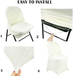 40PCS Spandex Folding Waterproof Chair Covers for Party, Ivory in Ivory, alternate view 6