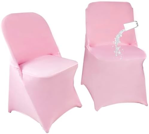 40PCS Spandex Folding Waterproof Chair Covers for Party, Pink in Pink