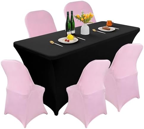 40PCS Spandex Folding Waterproof Chair Covers for Party, Pink in Pink, alternate view 2
