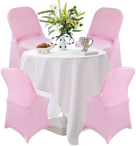 40PCS Spandex Folding Waterproof Chair Covers for Party, Pink in Pink, alternate view 5