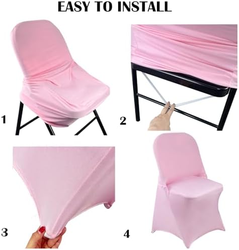 40PCS Spandex Folding Waterproof Chair Covers for Party, Pink in Pink, alternate view 6