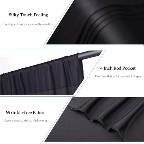 40x10 FT Black Backdrop Curtains for Weddings, Parties and Photo Booths in 40FT(W) x 10FT(H) in Black, alternate view 3