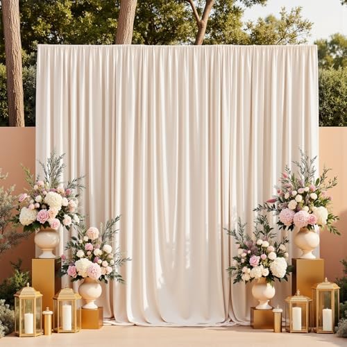 40x10 FT Wrinkle Free Ivory Backdrop Curtains for Wedding Parties, Soft Polyester Photo Backdrop Curtains with 4, alternate