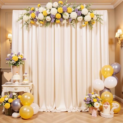 40x10 FT Wrinkle Free Ivory Backdrop Curtains for Wedding Parties, Soft Polyester Photo Backdrop Curtains with 4, alternate