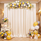 40x10 FT Wrinkle Free Ivory Backdrop Curtains for Wedding Parties, Soft Polyester Photo Backdrop Curtains with 4, alternate