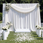 40x10 FT Wrinkle Free White Backdrop Curtains for Wedding Parties, Soft Polyester Photo Backdrop Curtains with 4, alternate
