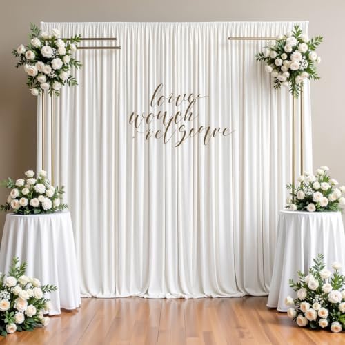 40x10 FT Wrinkle Free White Backdrop Curtains for Wedding Parties, Soft Polyester Photo Backdrop Curtains with 4, alternate