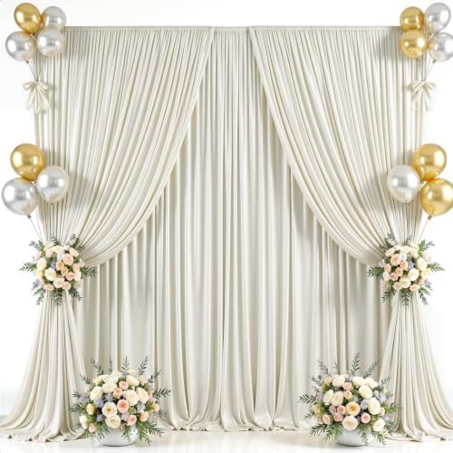 40x10ft Beige Backdrop Curtain for Parties Wrinkle Free Fabric Backdrop Curtain Wedding Photo Backdrop Drapes, alternate view