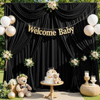 40x10ft Black Backdrop Curtains for Parties, 8 Panels 5x10ft Wrinkle-Free Polyester Background Curtains for, alternate view 2