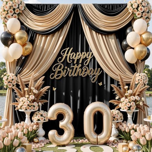 40x10ft Black Backdrop Curtains for Parties, 8 Panels 5x10ft Wrinkle-Free Polyester Background Curtains for, alternate view 3