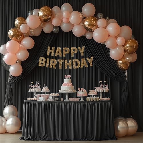 40x10FT Black Backdrop Curtains for Wedding Parties, Wrinkle Free Photo Backdrop Curtains for Wedding Birthday, alternate