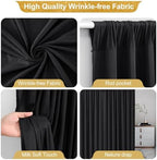 40x10FT Black Backdrop Curtains for Wedding Parties, Wrinkle Free Polyester Photography Backdrop Drapes for, alternate view 2
