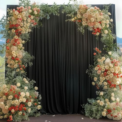40x10FT Black Backdrop Curtains for Wedding Parties, Wrinkle Free Polyester Photography Backdrop Drapes for, alternate view 3