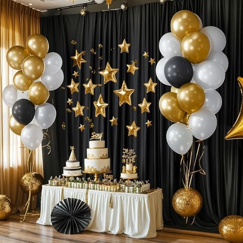 40x10FT Black Backdrop Curtains for Wedding Parties, Wrinkle Free Polyester Photography Backdrop Drapes for, alternate view 4