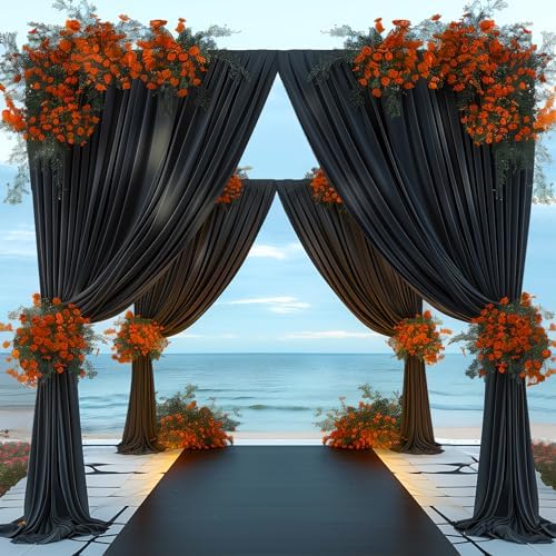 40x10FT Black Backdrop Curtains for Wedding Parties, Wrinkle Free Polyester Photography Backdrop Drapes for, alternate view 6