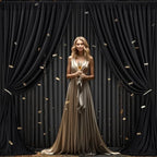 40x10FT Black Backdrop Curtains for Wedding Parties, Wrinkle Free Polyester Photography Backdrop Drapes for, alternate view 7