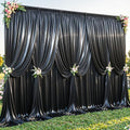 40x10ft Black Glitter Backdrop Curtain for Parties, Wrinkle Free Satin Photo Backdrop Drapes 8 Panels 5x10FT
