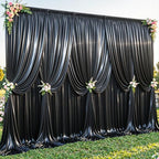 40x10ft Black Glitter Backdrop Curtain for Parties, Wrinkle Free Satin Photo Backdrop Drapes 8 Panels 5x10FT