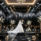 40x10ft Black Glitter Backdrop Curtain for Parties, Wrinkle Free Satin Photo Backdrop Drapes 8 Panels 5x10FT, alternate view