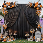40x10ft Black Glitter Backdrop Curtain for Parties, Wrinkle Free Satin Photo Backdrop Drapes 8 Panels 5x10FT, alternate view