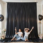 40x10ft Black Glitter Backdrop Curtain for Parties, Wrinkle Free Satin Photo Backdrop Drapes 8 Panels 5x10FT, alternate view