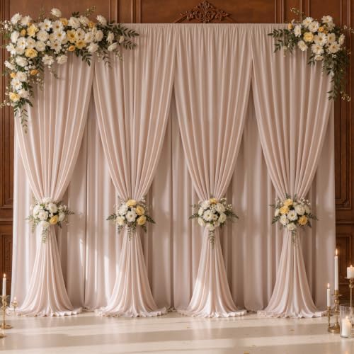 40x10ft Blush Nude Backdrop Curtain Panels for Parties - Wrinkle Free Polyester Photo Curtain Backdrop Wedding