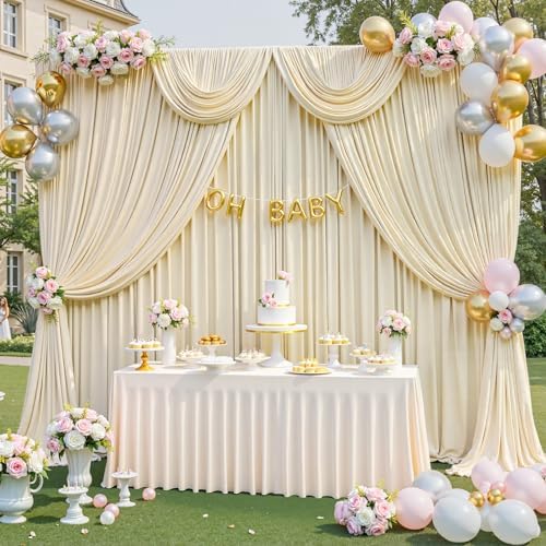 40x10ft Champagne Backdrop Curtain for Parties Wrinkle Free Fabric Backdrop Curtain Wedding Photo Backdrop, alternate view 4