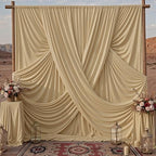 40x10ft Champagne Backdrop Curtains for Parties, 8 Panels 5x10ft Wrinkle-Free Polyester Background Curtains for