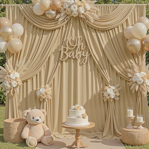 40x10ft Champagne Backdrop Curtains for Parties, 8 Panels 5x10ft Wrinkle-Free Polyester Background Curtains for, alternate