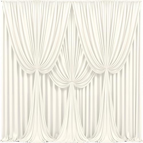 40x10FT Cream White Backdrop Curtains for Wedding Parties, Wrinkle Free Polyester Photography Backdrop Drapes