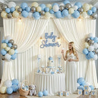 40x10FT Cream White Backdrop Curtains for Wedding Parties, Wrinkle Free Polyester Photography Backdrop Drapes, alternate view
