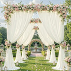 40x10FT Cream White Backdrop Curtains for Wedding Parties, Wrinkle Free Polyester Photography Backdrop Drapes, alternate view