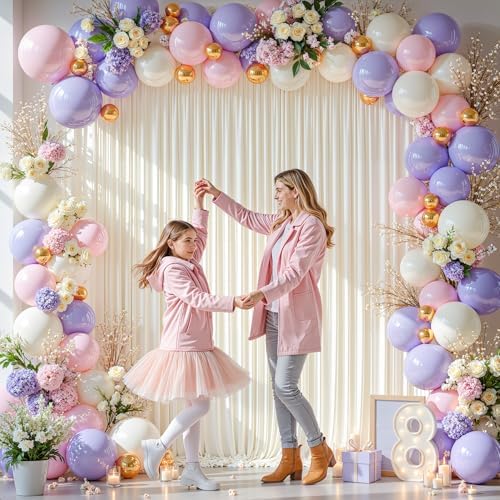 40x10FT Cream White Backdrop Curtains for Wedding Parties, Wrinkle Free Polyester Photography Backdrop Drapes, alternate view