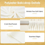 40x10ft Cream White Backdrop Curtains for Wedding Parties Wrinkle Free Photo Backdrop Drapes for Photography, alternate view