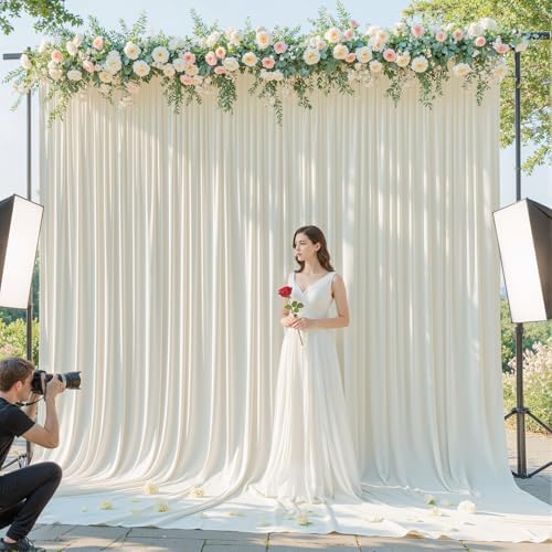 40x10ft Cream White Backdrop Curtains for Wedding Parties Wrinkle Free Photo Backdrop Drapes for Photography, alternate view