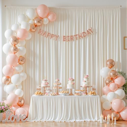40x10ft Cream White Backdrop Curtains for Wedding Parties Wrinkle Free Photo Backdrop Drapes for Photography, alternate view