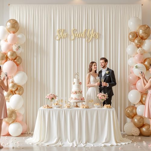 40x10ft Cream White Backdrop Curtains for Wedding Parties Wrinkle Free Photo Backdrop Drapes for Photography, alternate view