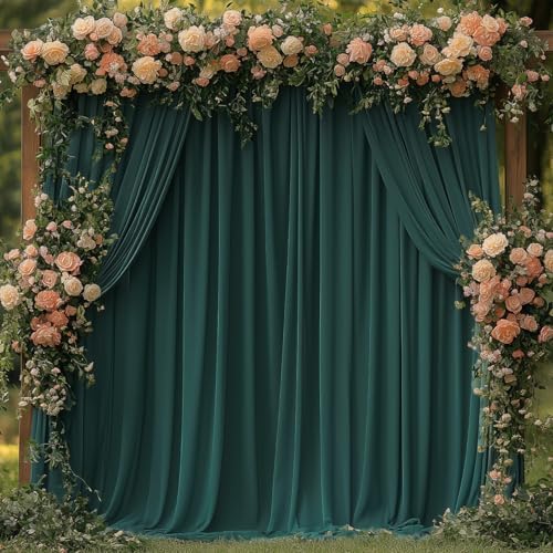 40x10FT Dark Green Backdrop Curtains for Wedding Parties, Wrinkle Free Photo Backdrop Curtains for Wedding