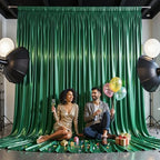 40x10ft Dark Green Glitter Backdrop Curtain for Parties, Wrinkle Free Satin Photo Backdrop Drapes 8 Panels, alternate view 6