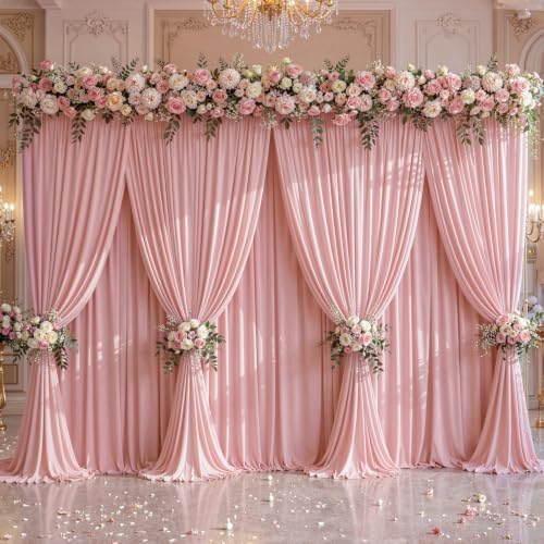 40x10ft Dusty Rose Backdrop Curtain Panels for Parties - Wrinkle Free Polyester Photo Curtain Backdrop Wedding