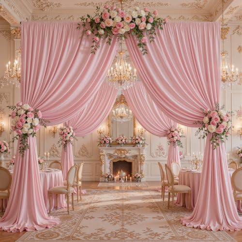 40x10ft Dusty Rose Backdrop Curtain Panels for Parties - Wrinkle Free Polyester Photo Curtain Backdrop Wedding, alternate