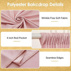 40x10ft Dusty Rose Backdrop Curtains for Wedding Parties Wrinkle Free Photo Backdrop Drapes for Photography, alternate view 2