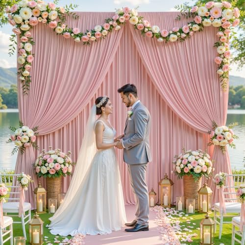 40x10ft Dusty Rose Backdrop Curtains for Wedding Parties Wrinkle Free Photo Backdrop Drapes for Photography, alternate view 4