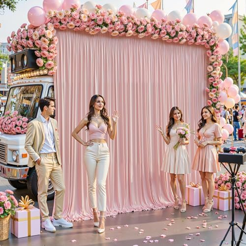 40x10ft Dusty Rose Backdrop Curtains for Wedding Parties Wrinkle Free Photo Backdrop Drapes for Photography, alternate view 5