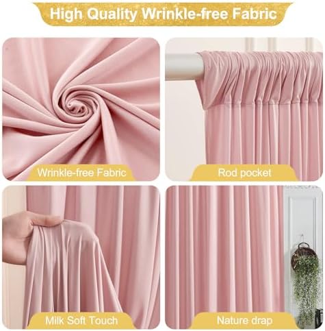 40x10FT Dusty Rose Backdrop Curtains for Wedding Parties, Wrinkle Free Polyester Photography Backdrop Drapes for, alternate