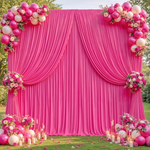 40x10ft Hot Pink Backdrop Curtains for Wedding Parties Wrinkle Free Photo Backdrop Drapes for Photography