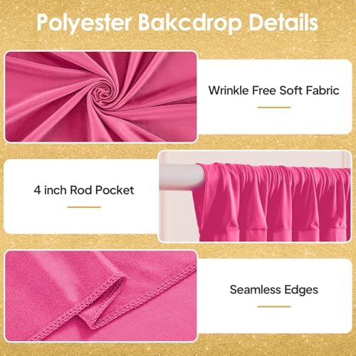 40x10ft Hot Pink Backdrop Curtains for Wedding Parties Wrinkle Free Photo Backdrop Drapes for Photography, alternate view 2