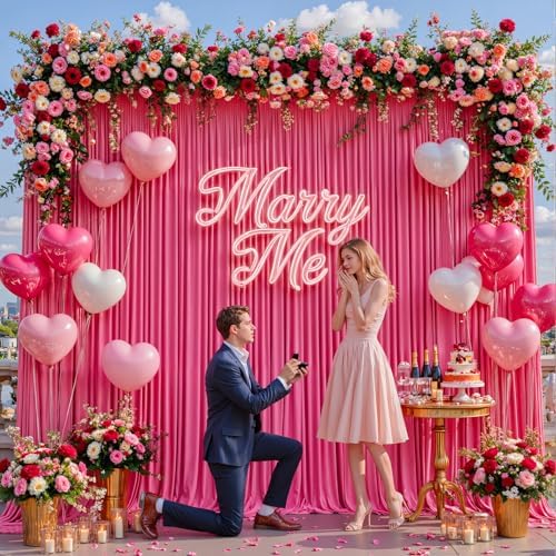 40x10ft Hot Pink Backdrop Curtains for Wedding Parties Wrinkle Free Photo Backdrop Drapes for Photography, alternate view 5