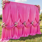 40x10ft Hot Pink Glitter Backdrop Curtain for Parties, Wrinkle Free Satin Photo Backdrop Drapes 8 Panels 5x10FT
